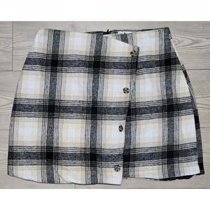 Earthbound Trading Company Skirt Womens Size XL Plaid Black White Beige